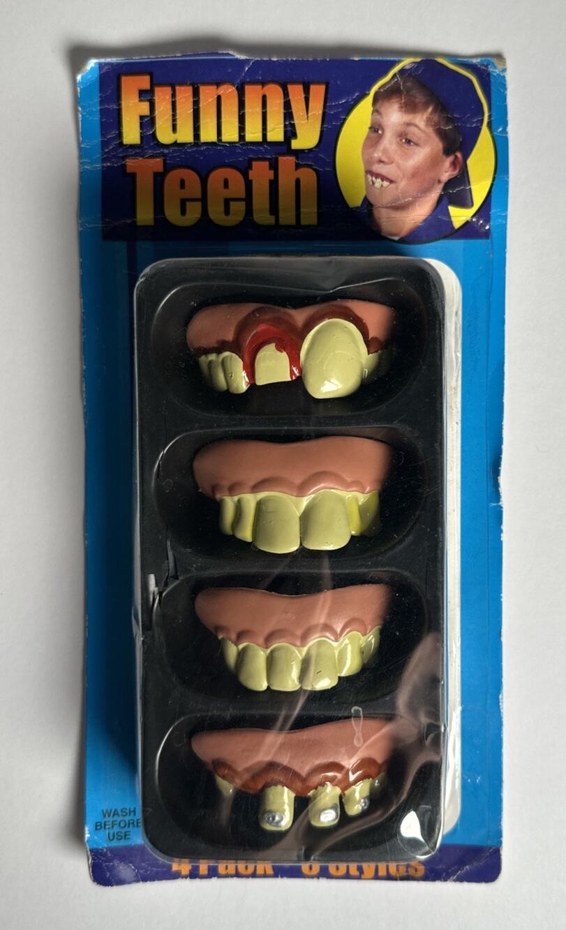 VINTAGE GOOFY HILLBILLY FUNNY TEETH PACK OF 4 #1 Halloween